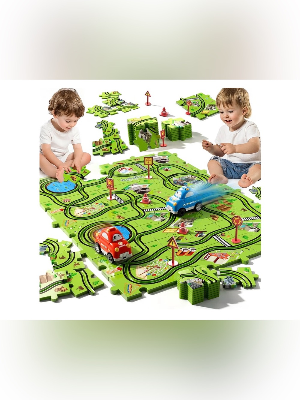 Beby Buty 48PCS Puzzle Race Track Car Set for Toddlers , NEW